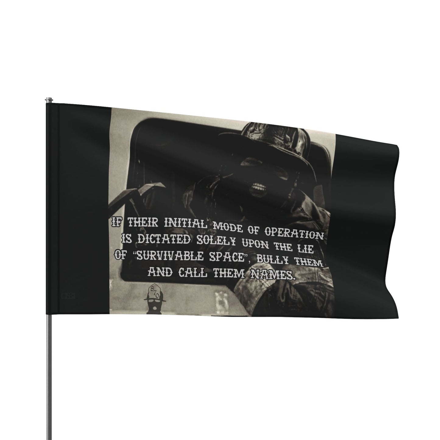 "Survivable Space" fundraiser flag