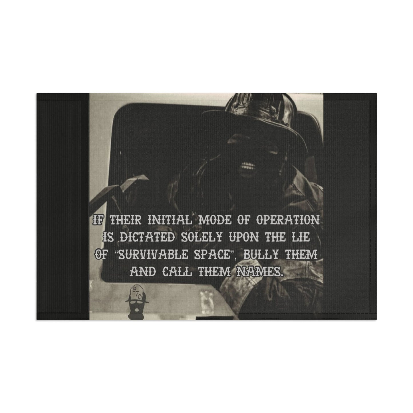 "Survivable Space" fundraiser flag