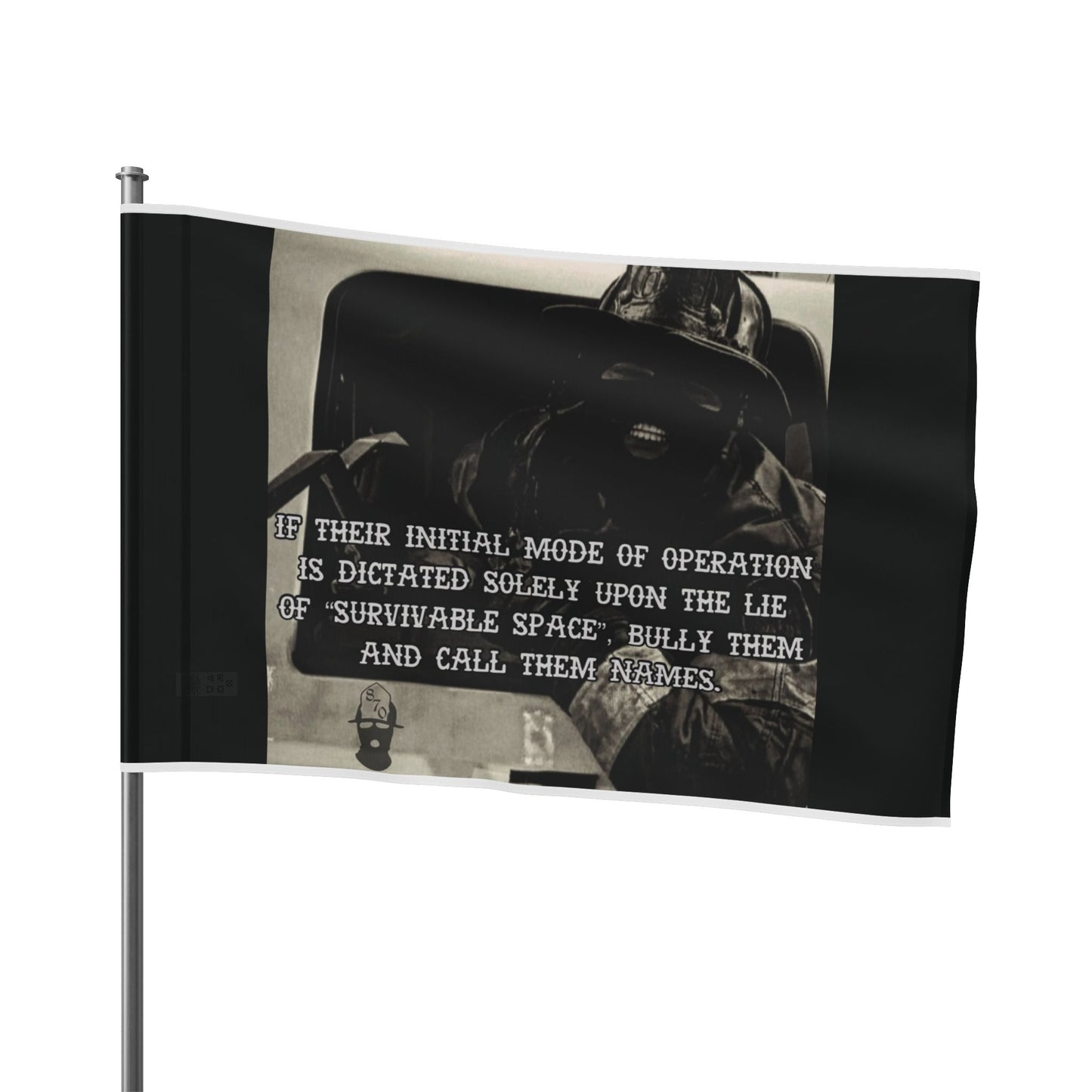 "Survivable Space" fundraiser flag