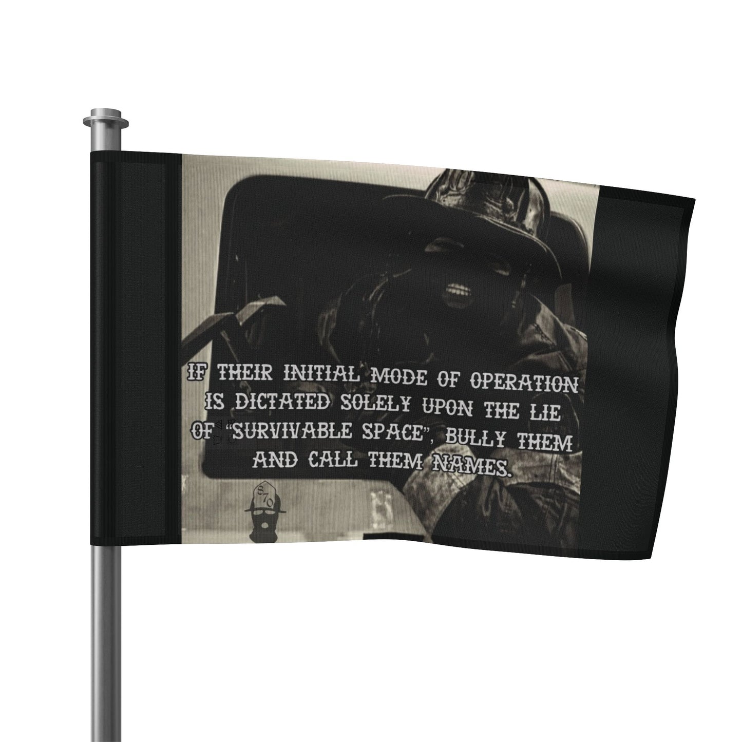 "Survivable Space" fundraiser flag